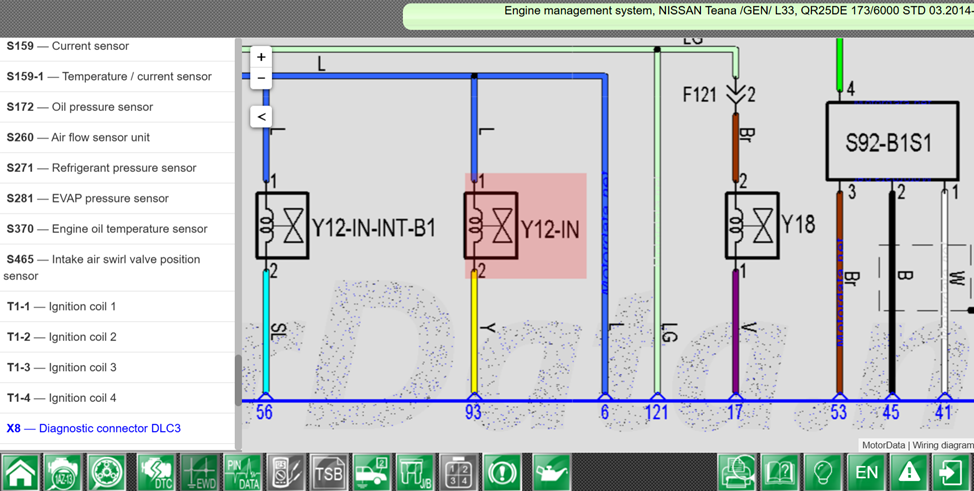 P0011 / P0014 on the wiring diagram of Nissan