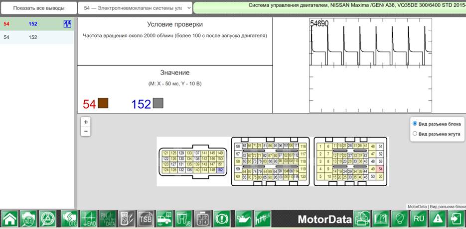 В «PinData» MotorData описана проверка электрической цепи клапана