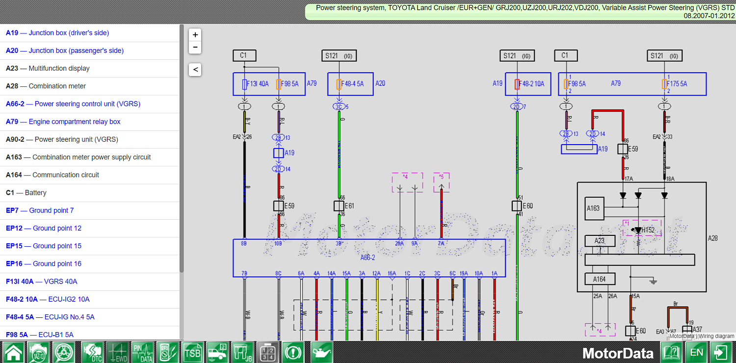 Fonctionnalités du logiciel MotorData Automotive Electrics