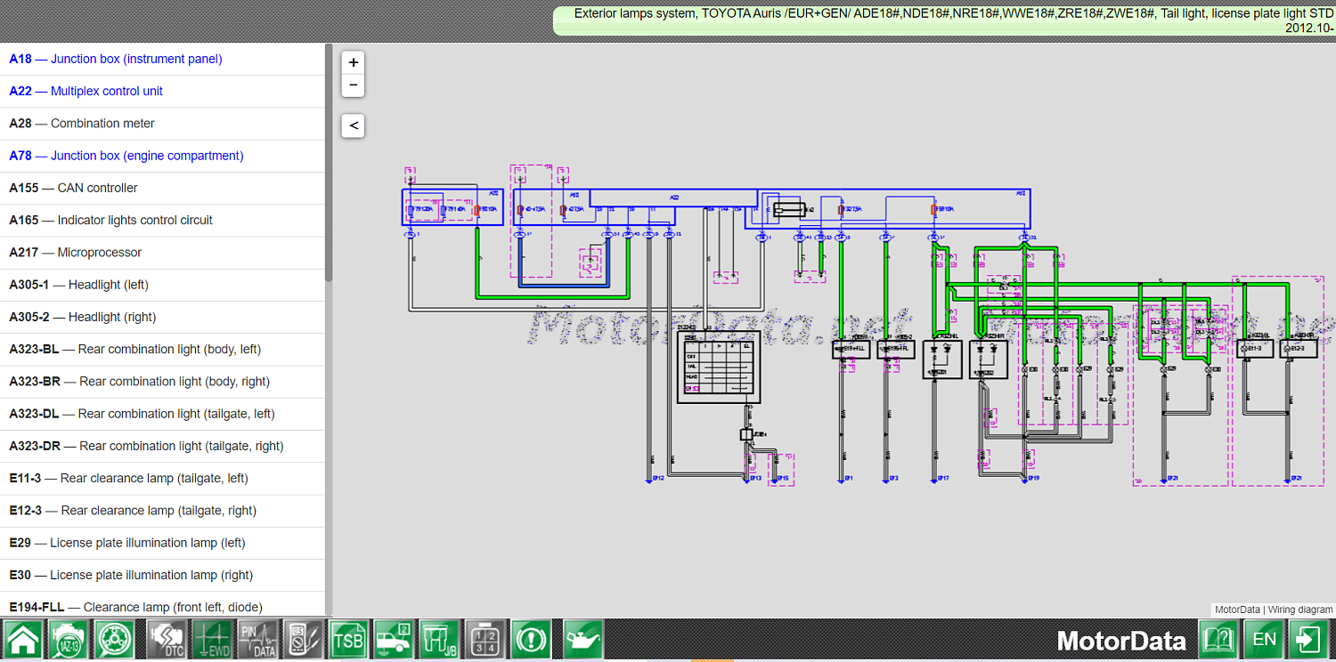 MotorData Automotive Electrics Software Features